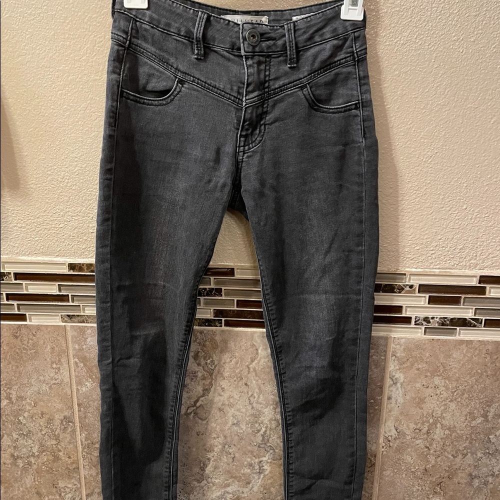 High rise faded black skinny jeans